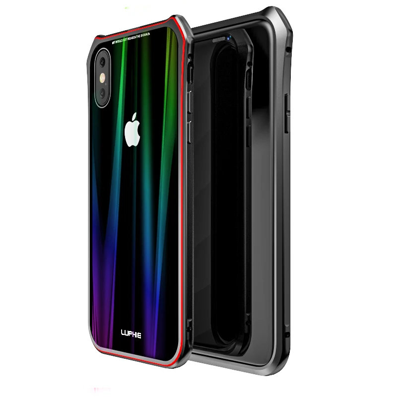 Магнитный чехол для iPhone X, XR, XS, MAX, металлический, закаленное стекло, задняя крышка, магнит, чехол s, для iPhone 7, 8, 7 Plus,/8 Plus, чехол, металлический бампер