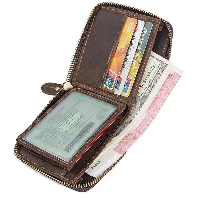 Augus Новое поступление натуральная кожа коричневый цвет модный кошелек ID