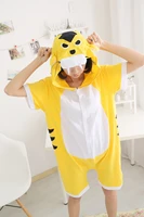yellow tiger adult short sleevecosplay costumes summer autumn cotton pajama onesie funny animal jumpsuit sleepwear for women men