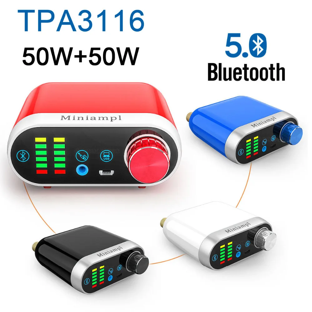 Цифровой усилитель мощности Bluetooth 5 0 стерео 50 Вт + Hi Fi звука класса D звуковая карта