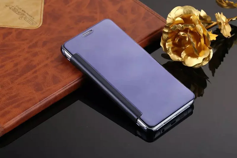 Purple Прозрачный умный чехол для samsung Galaxy C5 C7 C9 Pro, зеркальный флип-чехол для samsung C7Pro C9Pro Coques - Цвет: Purple