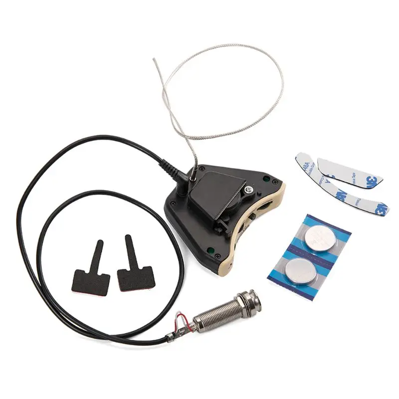 

1 комплект Акустическая гитара Soundhole Preamp Piezo 3 Band Pickup Eq с микрофоном пластик + металл черный саундхол пикап родина