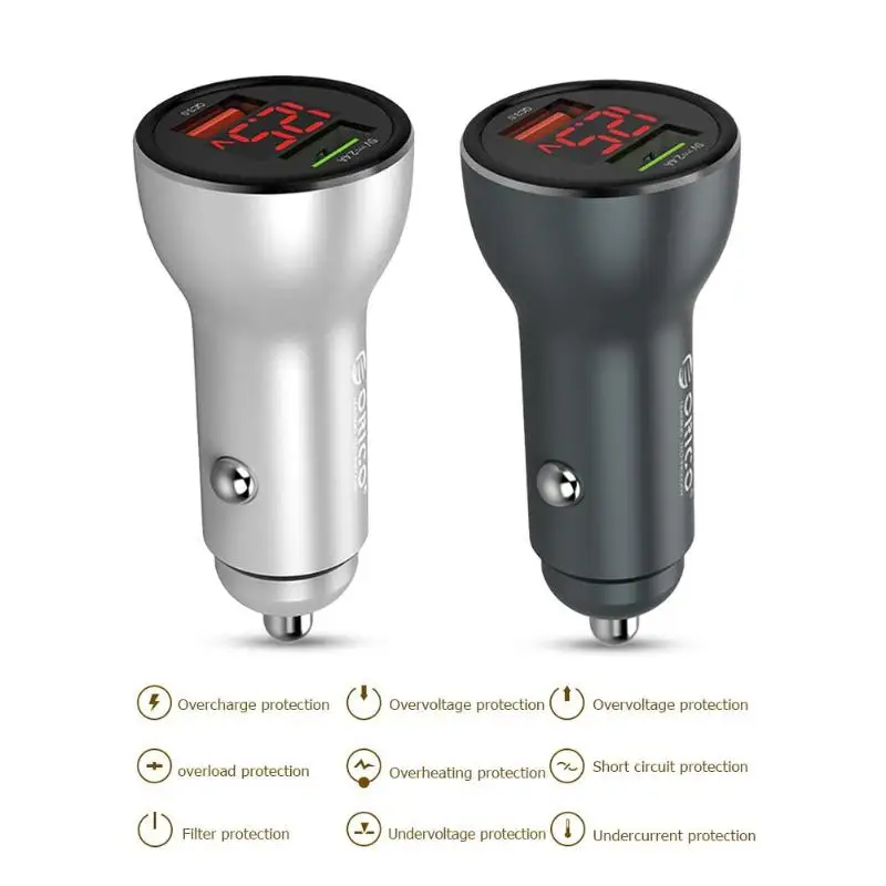 Orico UPF-K2 мини QC умный 30 Вт Быстрая зарядка двойной USB Автомобильное зарядное устройство для телефона Быстрая зарядка для мобильного телефона планшета