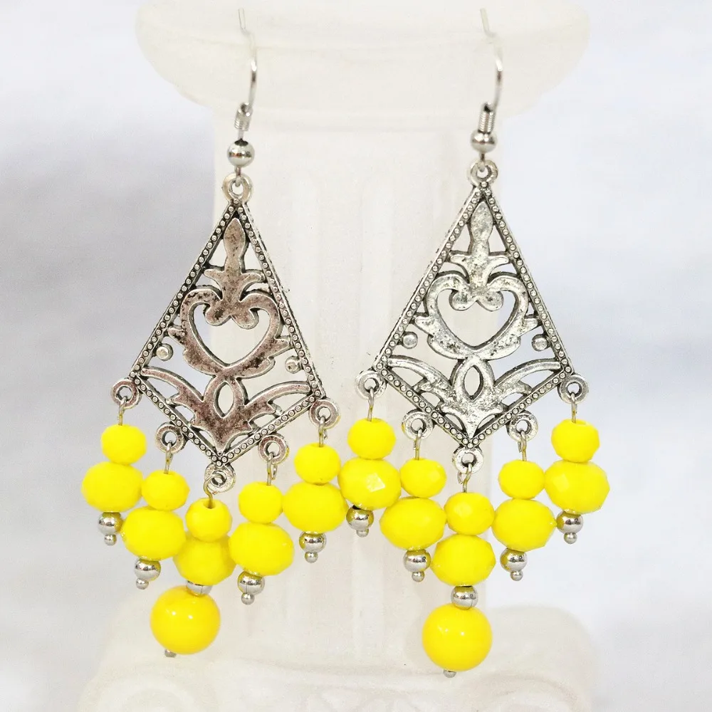 Набор ювелирных изделий ручной работы круглые серьги из 7 рядов с желтым лимоном