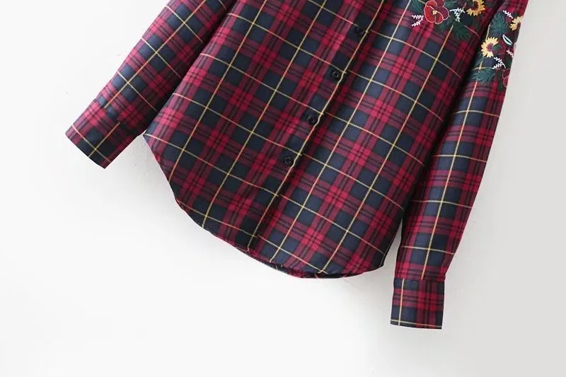 Блузка VOGUEIN женская с длинным рукавом и цветочной вышивкой|shirt top|blouse shirtwholesale blouses |
