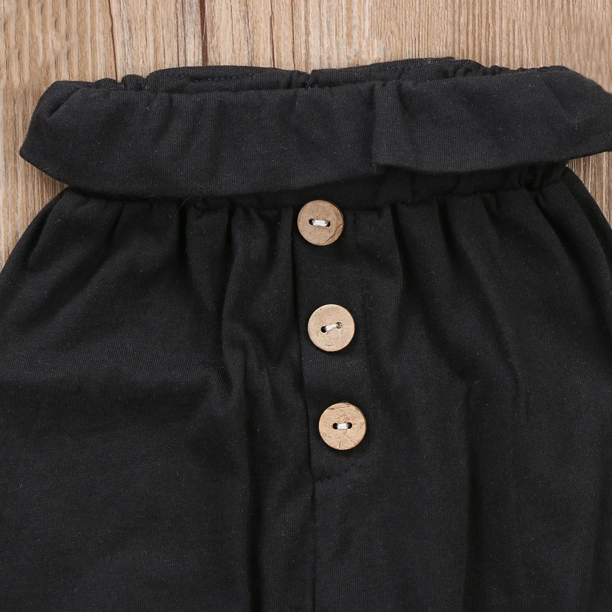 2017 Cute 2PCS Newborn Kids Baby girl T-shirt Striped Tops+Long Black Button Pants Outfits Gray Set Casual Tracksuit 0-24M |