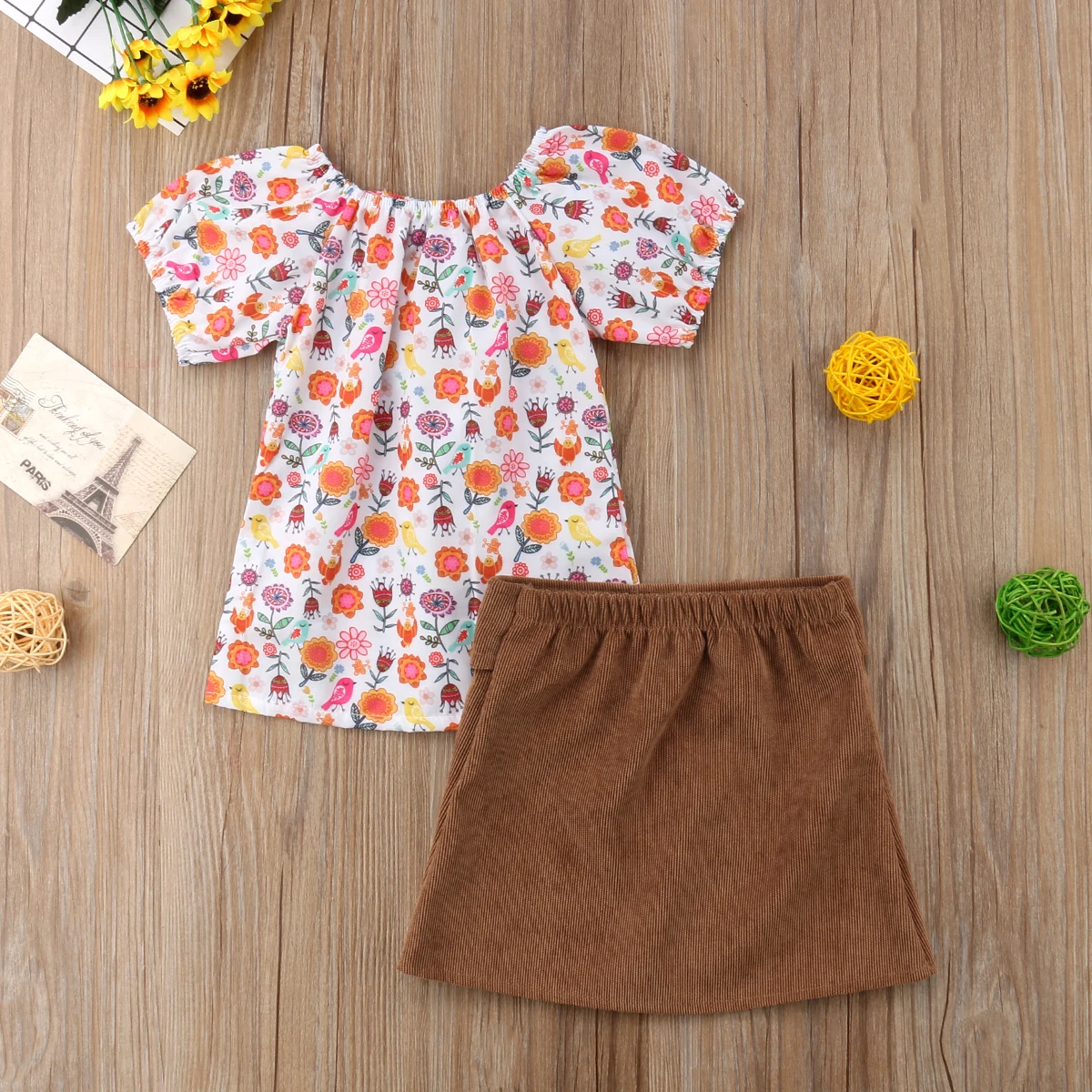 Детская футболка для маленьких девочек топы с короткими рукавами и цветочным