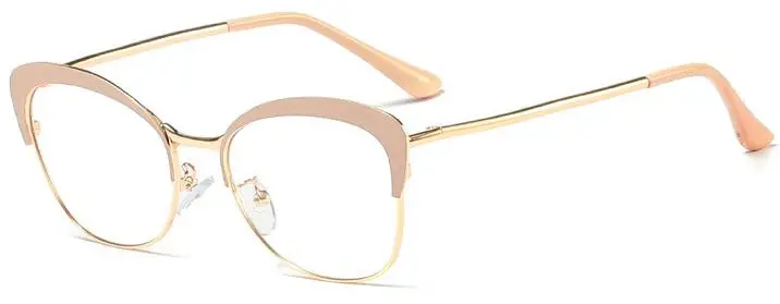 C2 clear pink clear Роскошная оправа для очков кошачий глаз женские очки металлические полупрозрачные винтажные очки для мужчин и женщин оправа для очков - Цвет оправы: C2 clear pink clear
