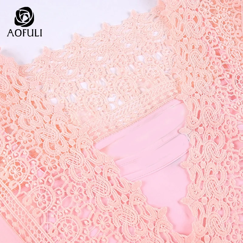 Женская кружевная блузка с коротким рукавом S ~ 3XL летняя розовая треугольным