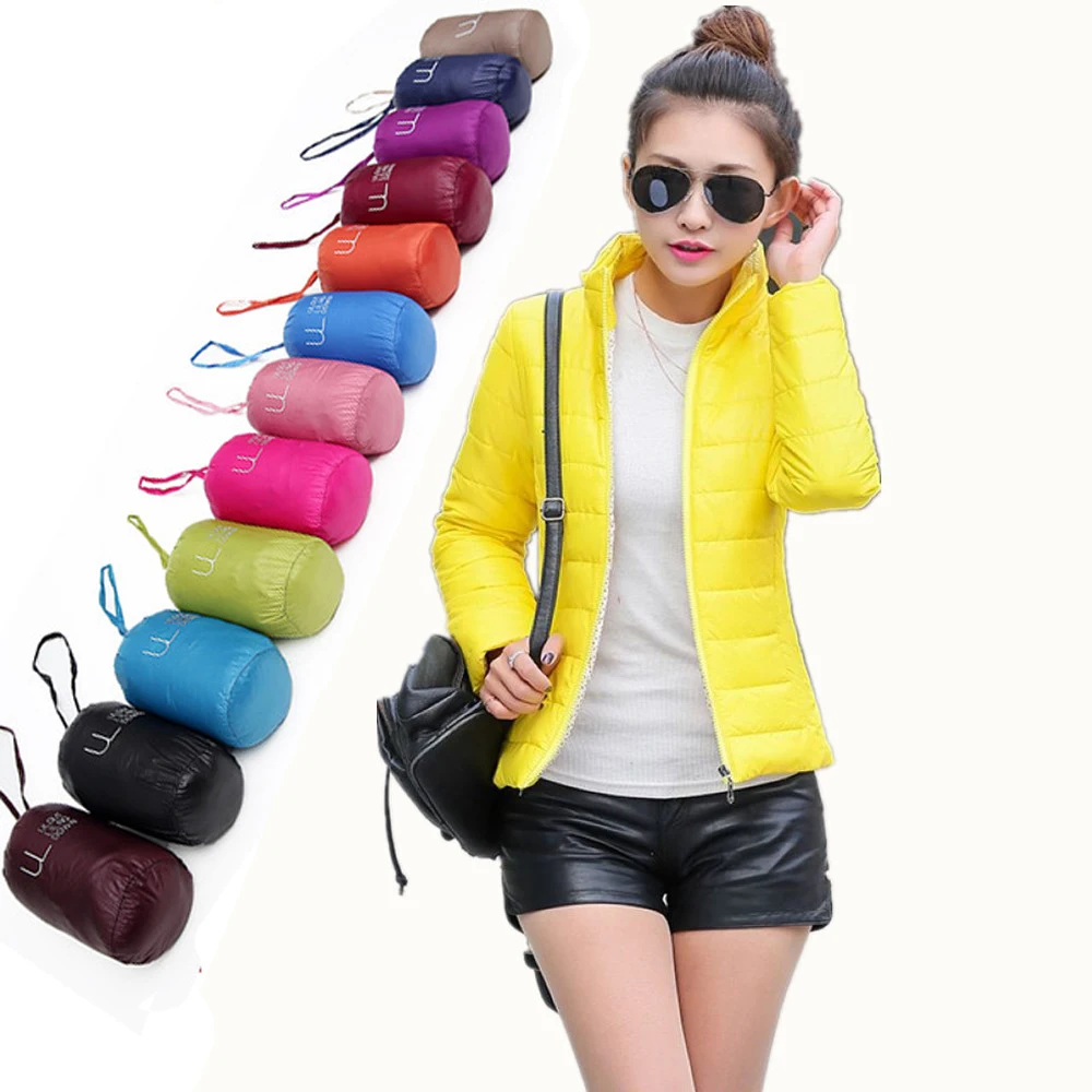 2019 женский ультра легкий пуховик зимние куртки на утином пуху Женская тонкая