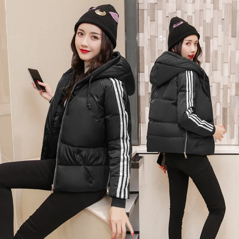 Parkas Jacket Women Autumn Winter Short Coats Solid Hooded Cotton Padded Warm Pockets Female Women's | Женская одежда
