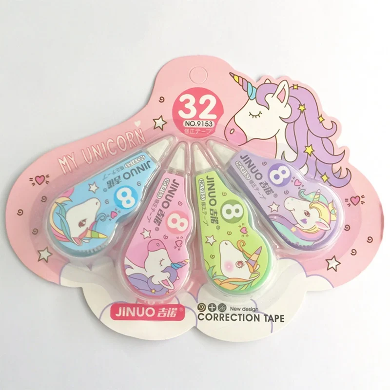 

4pcs/Pack Cute Cartoon Unicorn Correction Tape For Student Writing School Office Supply Stationery Gift Random Style