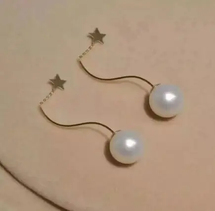 

free shipping>>>>noble jewelry AAAcharming pair of 10-11mm south sea round white pearl earring 14k