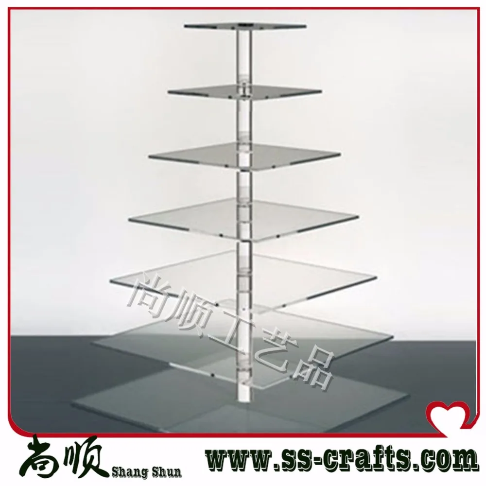 

Free Shipping Cleap 7 square Tier Acrylic Cake Stand Plastic Cupcake Display