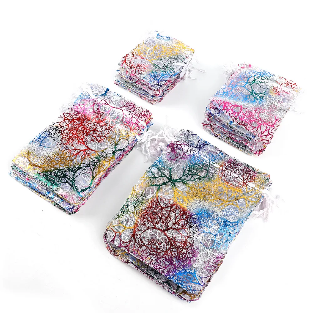 10 шт оптом 7x 9/9x1 2/10x1 5/13x18cmDrawstring Organza Сумки ювелирные изделия упаковка сумки