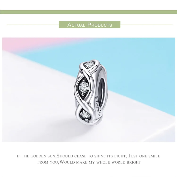 Fit Pandora браслет 925 стерлингового серебра Круглый Белый кубический цирконий бесконечные бусины S925 навсегда кулон для ожерелья