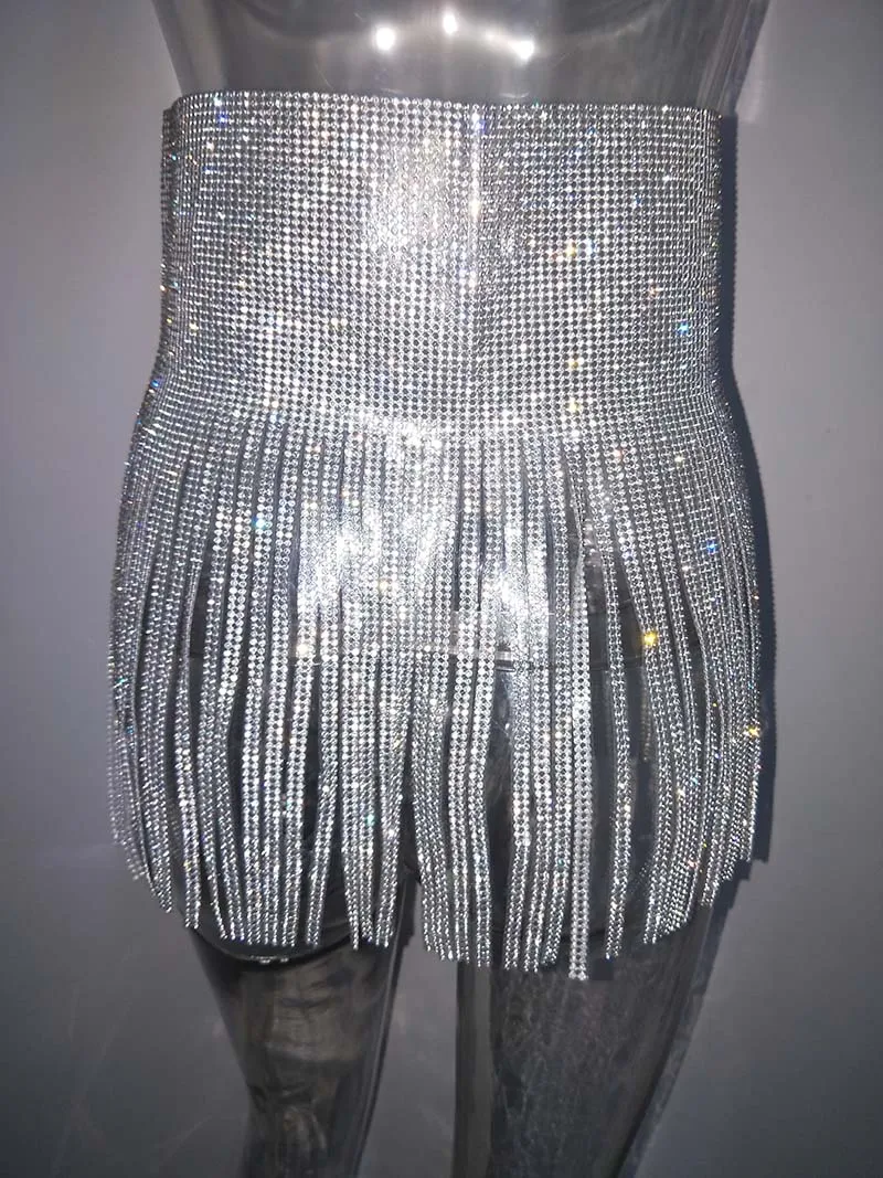 Бонни лес блестящие стразы со стразами юбка из кристаллов Rave Wear Beauty Secret блестящая