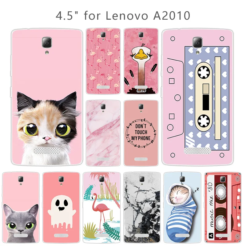Мягкий ТПУ чехол для мобильного телефона Lenovo A2010 розовый из мягкого прозрачный