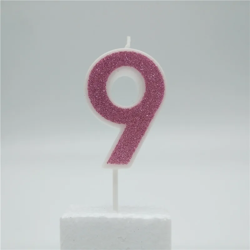 pink 9 Топпер для торта «С Днем Рождения» Сияющий синий номер свечи для торта для детей Девочка Мальчики бар детский душ Свадебные принадлежности украшения - Цвет: pink 9