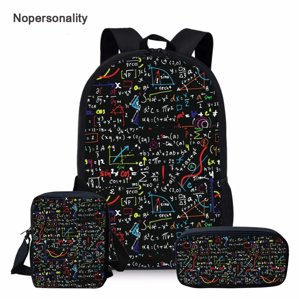 Nopersonality черный Математика формула печати школьная сумка комплект для подростков
