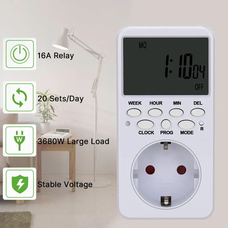 ЕС Великобритания США FR TH Plug цифровой Еженедельный Программируемый