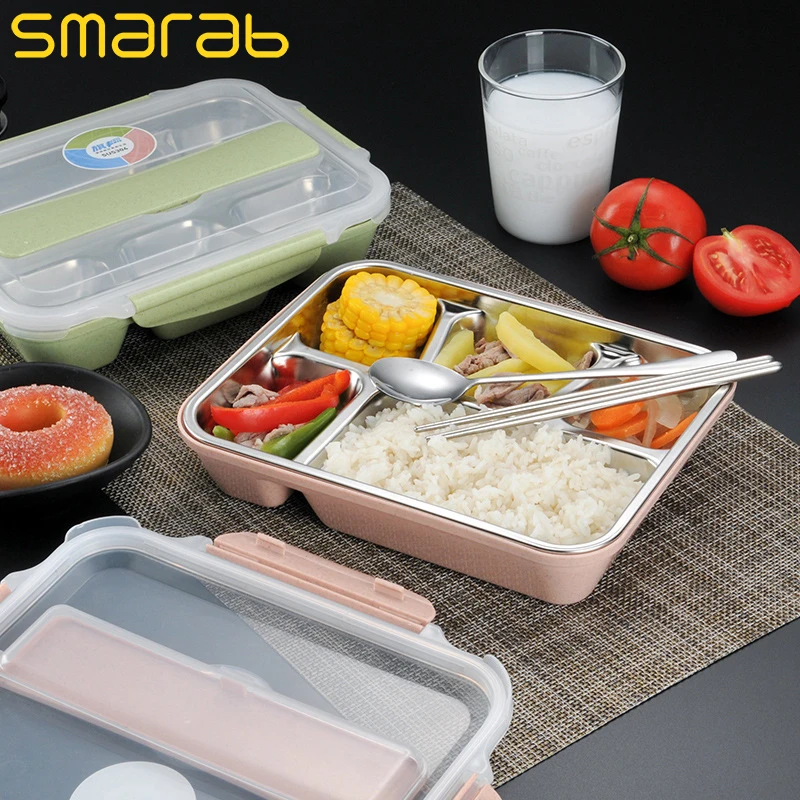 Ланч бокс из нержавеющей стали 304 для микроволновки с палочками термоизоляция