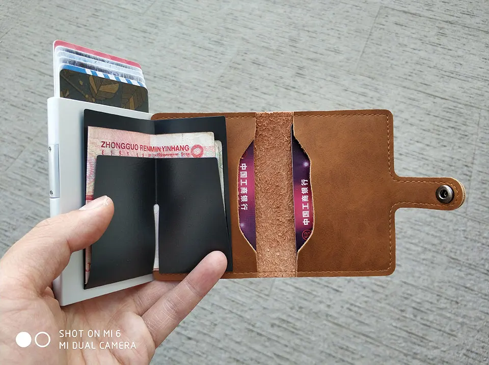 Новинка, RFID Блокировка, Ретро стиль, кредитный держатель для карт, для мужчин, алюминиевый, бизнес, ID, кожаный чехол для карт, мужской металлический держатель для карт, тонкий кошелек