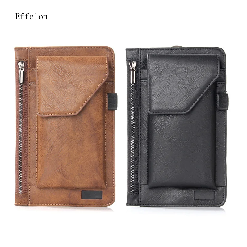 Double Pouch &Wallet For Iphone 13 12 11 Pro Max XS Max Belt Pouch Holster For Samsung Smartphone Belt Pouch with Pen Holder
