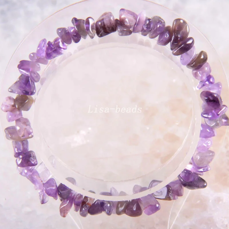 Amethyst Браслет ювелирный подарок для женщин девушек натуральный камень чип бусины браслет Кристалл Опал Сердолик Lapis шнур стрейч " 1 шт - Окраска металла: Amethyst