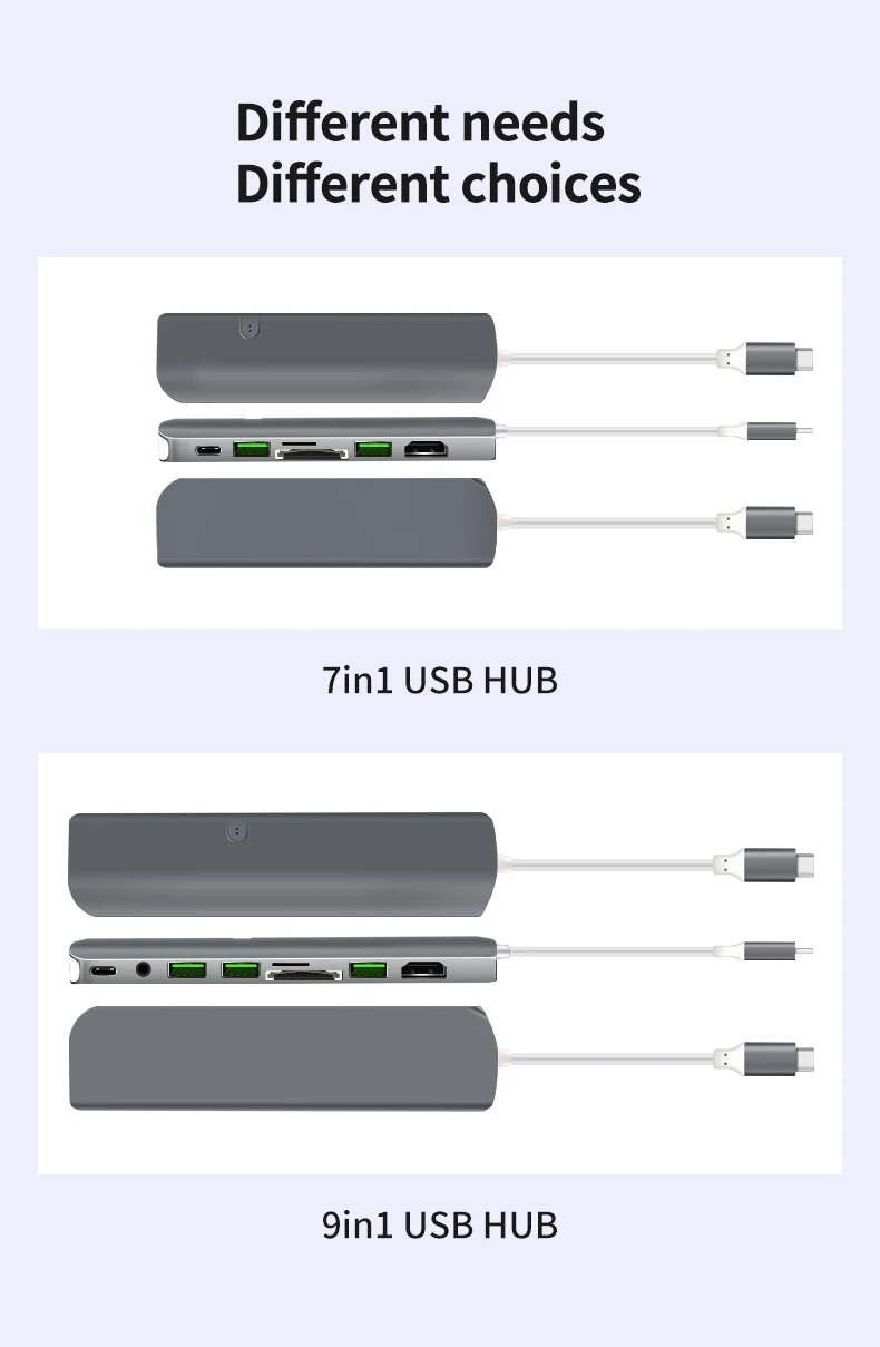 9in1USB C концентратор TYPE C Thunderbolt 3 адаптер USB-C подключающийся аппаратный ключ с HDMI 4k PD USB 3,0 SD TF кардридер для MacBook Pro Air 13 15