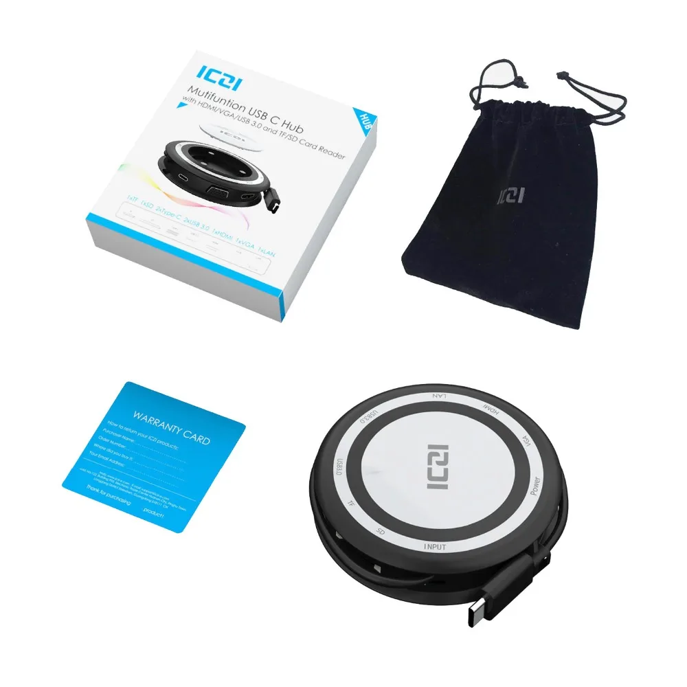 ICZI 8 в 1 USB C концентратор Тип C USB 3,0 HDMI VGA TF SD RJ45 док-станция для MacBook Pro ноутбука huawei mate 10 20 P20 samsung S8 S9