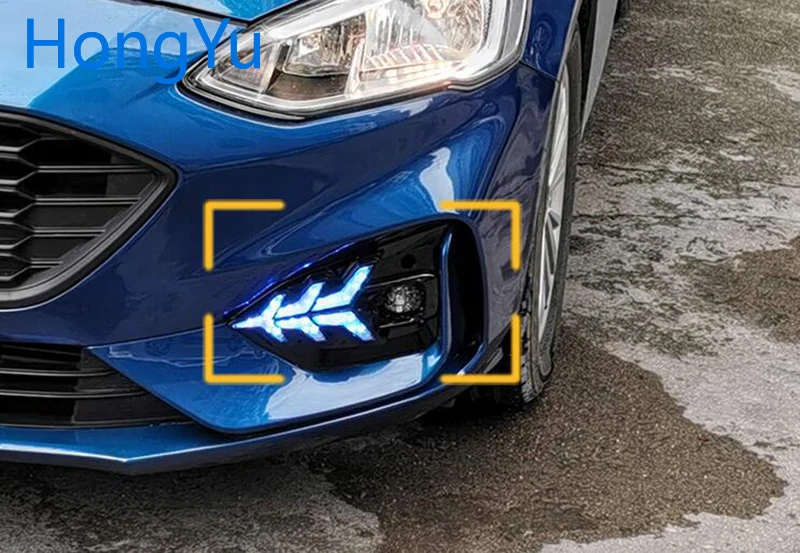 Для Ford Focus ST LINE 2018 2020 белый синий и желтый Сигналы поворота автомобильные ДХО 12 В
