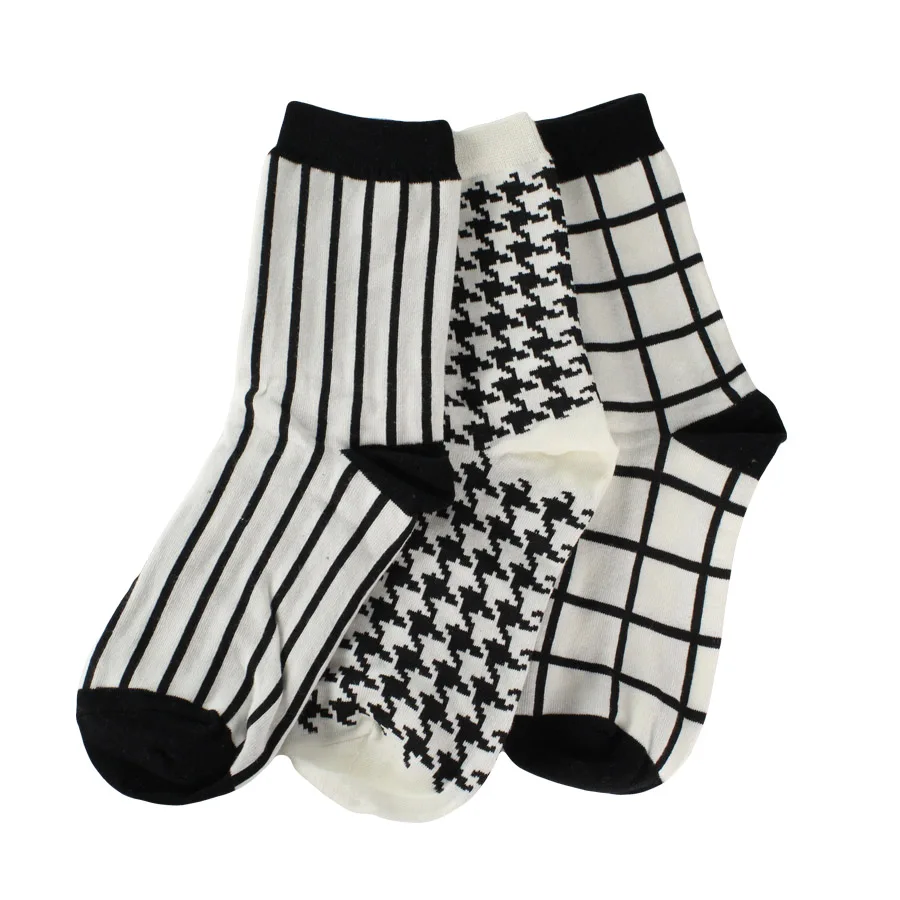 [COSPLACOOL] 3 парт/Лот Новые модные белые и черные женские носки новинка полосатые