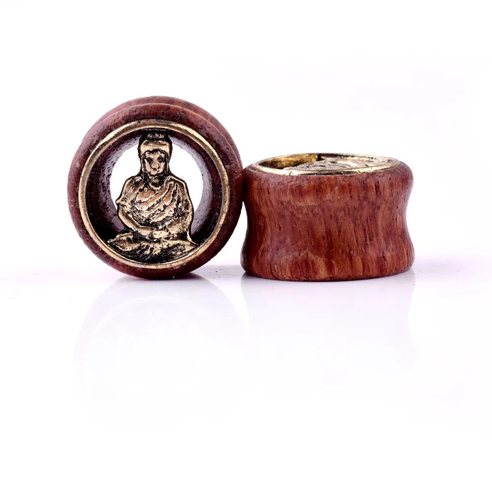 1 пара 00g 3/4 &quotPlus латунные туннели с двумя расклешенными ушками Будды заглушки для