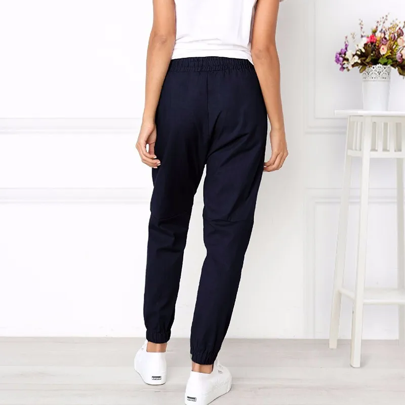 BEFORW повседневные узкие брюки карандаш с высокой эластичной талией на шнурке