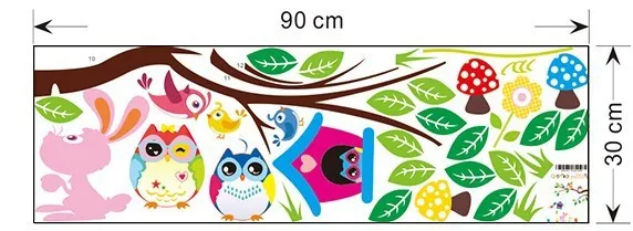 30*90 см большой 1 шт. Diy милая сова настенная наклейка детская комната Съемный