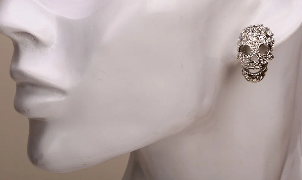 Серьги-штифты Skull skeleton для женщин, мотоциклистов, панк-рок-христианской бижутерии EM33 оптом, с доставкой оттенки золота, серебра и черного.