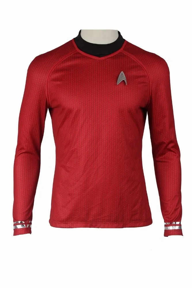 Trek Into Dark капитан Кирк рубашка Униформа желтая версия Trek Kirk Commander рубашка с длинными рукавами для взрослых мужчин желтый синий красный - Цвет: Золотой