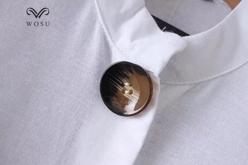 * WOSU Европейский Стиль Мода Воротник Кнопка рубашка блузка длинные футболки с