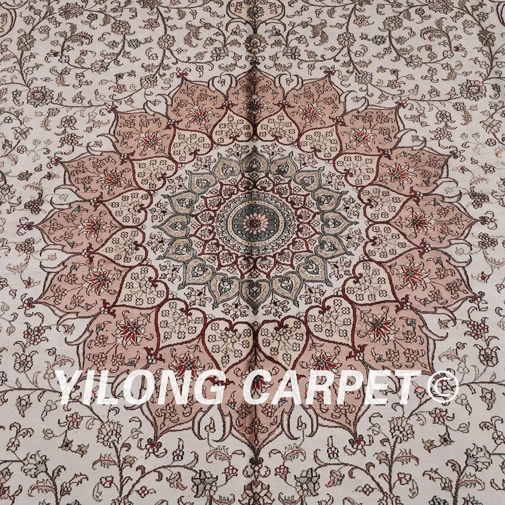 Beste YILONG 9'x12 'Perzische Zijden Kleed Beige Grote Antieke Turkse Handgemaakte Tapijt (ZW016M9x12)