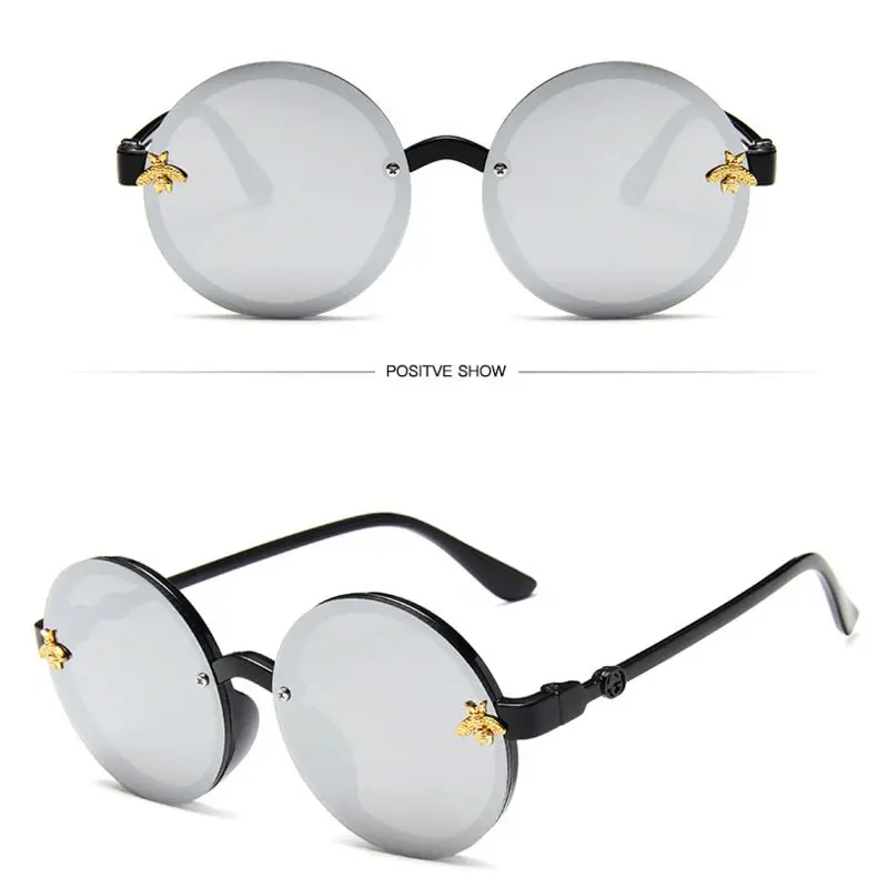 Childrens sunglasse Детские солнцезащитные очки круглой изящной маленький солнцезащитные очки Украшенные пчелами UV400 Пластик спортивные солнцезащитные очки для маленьких девочек очки для мальчиков Óculos - Цвет линз: Childrens sunglasse