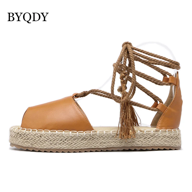 BYQDY/Летняя Пляжная женская обувь Espadrilles Сандалии гладиаторы с открытым носком