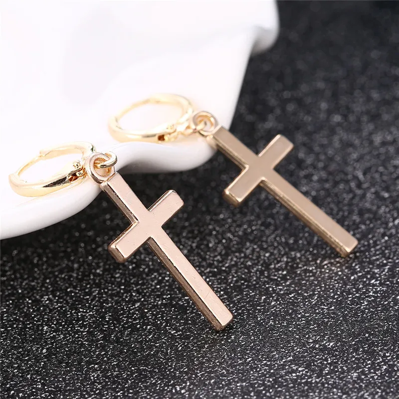 Новый BTS Золотой Крест Сталь длинные висячие серьги для женщин Tragus верхнее ухо