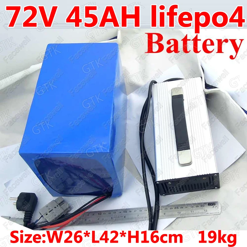 GTK 72В 45ah lifepo4 батарея с 50A BMS для 4000 Вт 3500 Электрический велосипед Скутер трицикл