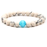 new natural stone beads bracelets high quality white pine lava round beads elasticity rope bracelet men and women unisex jewelry