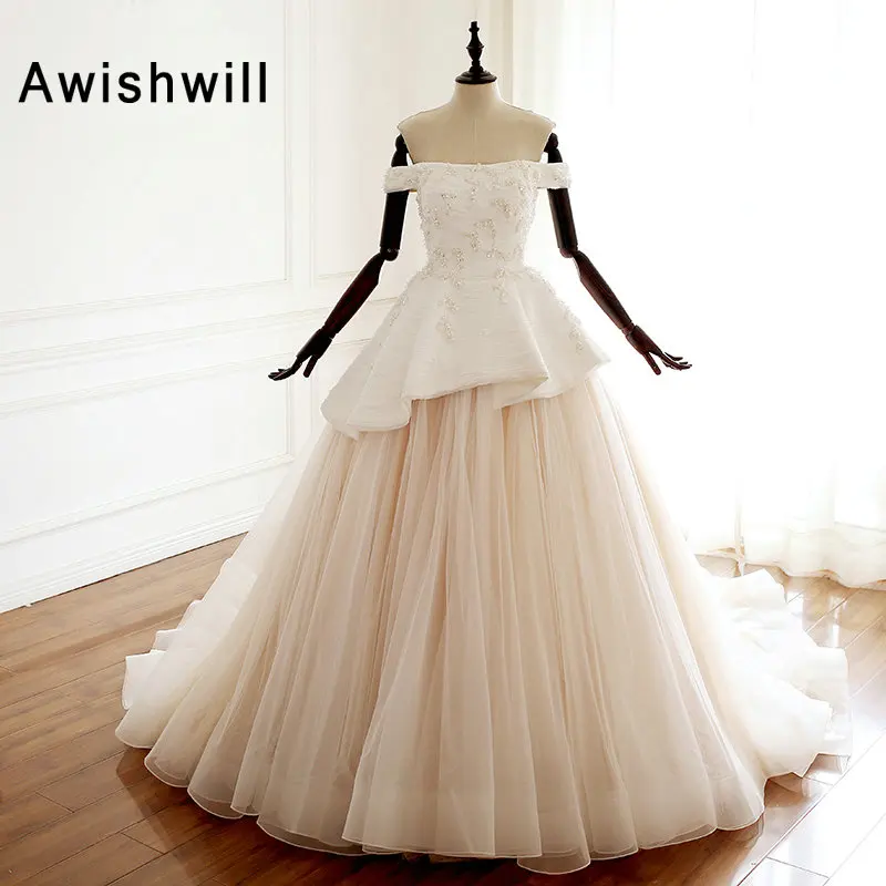 Mariage Vestido De Noiva элегантные свадебные платья из тюля на заказ с открытыми плечами и