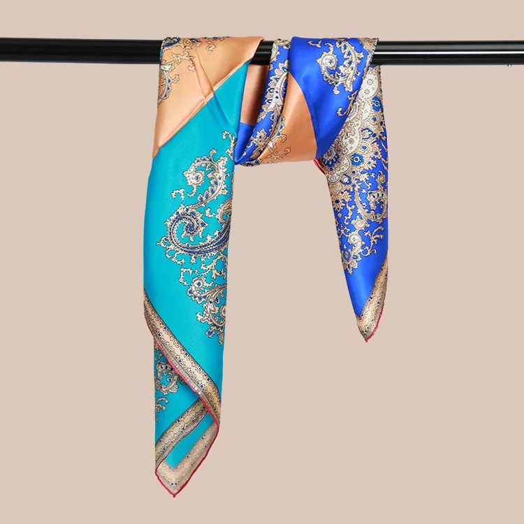 New four color paisley colorful silk scarf 100% real natural silk shawl big size silk stole