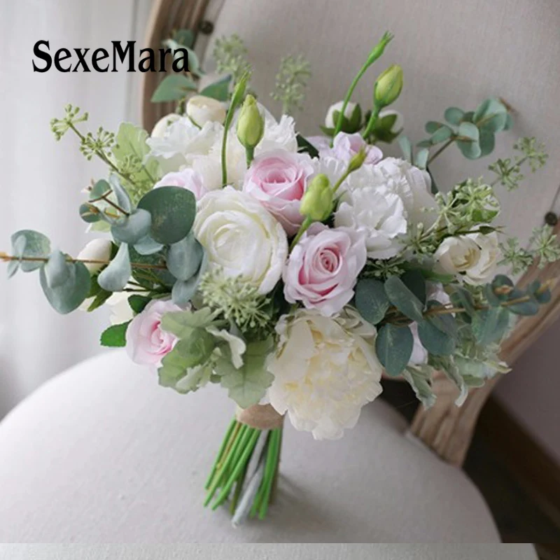 SexeMara Свадебный букет невесты искусственный цветок из роз хрустальные свадебные