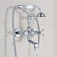 bathtub faucets wall mounted polished chrome bathtub faucet with hand shower bathroom bath shower faucets zd370