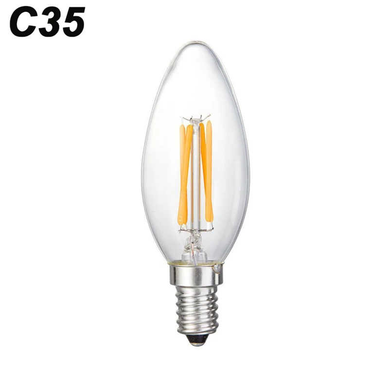 6 шт E14 Brand светодиодный Эдисон лампы C35 220 V 2 Вт, 4 Вт, 6 Вт, лампадка с светодиодными лампами накаливания лампа Винтаж Ретро свечи, стеклянное свет